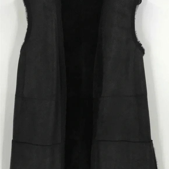 New DesignerAkris Punto Black Lambskin Fur Reversible Open Front Vest, Coat 10